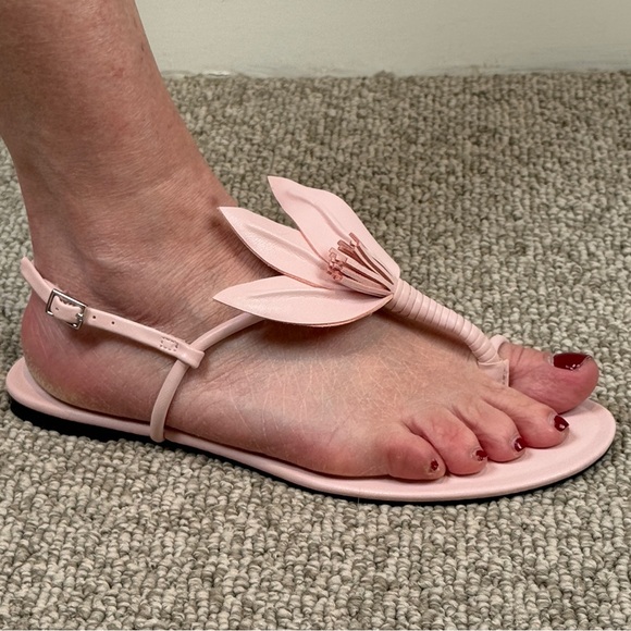 Zara Flat thong sandals with flower embellishment pink - Picture 13 of 15